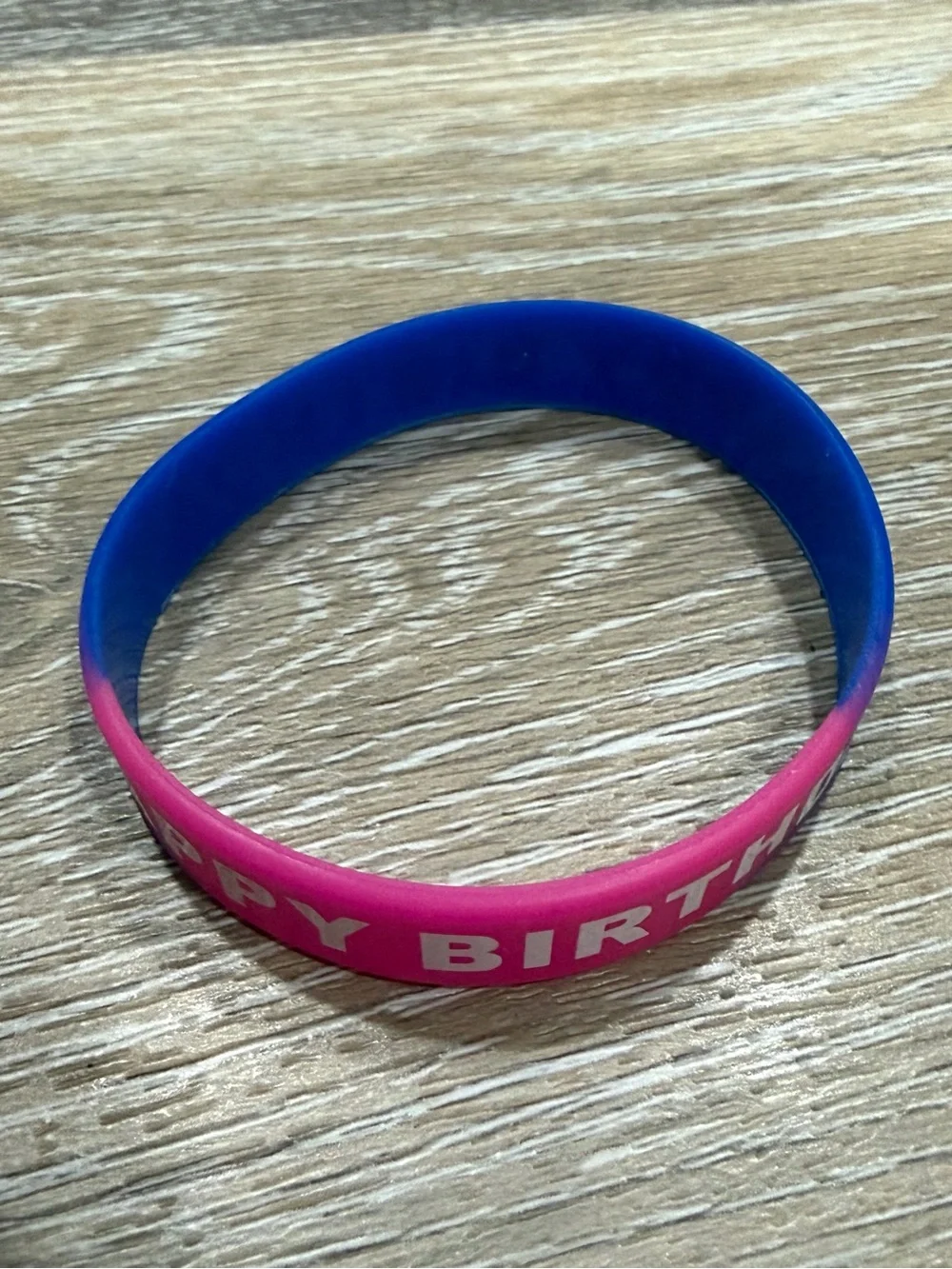 Happy Birthday Ombre Pink Blue Silicone Wristband - Party Favor